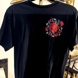 Floral pattern black t shirt